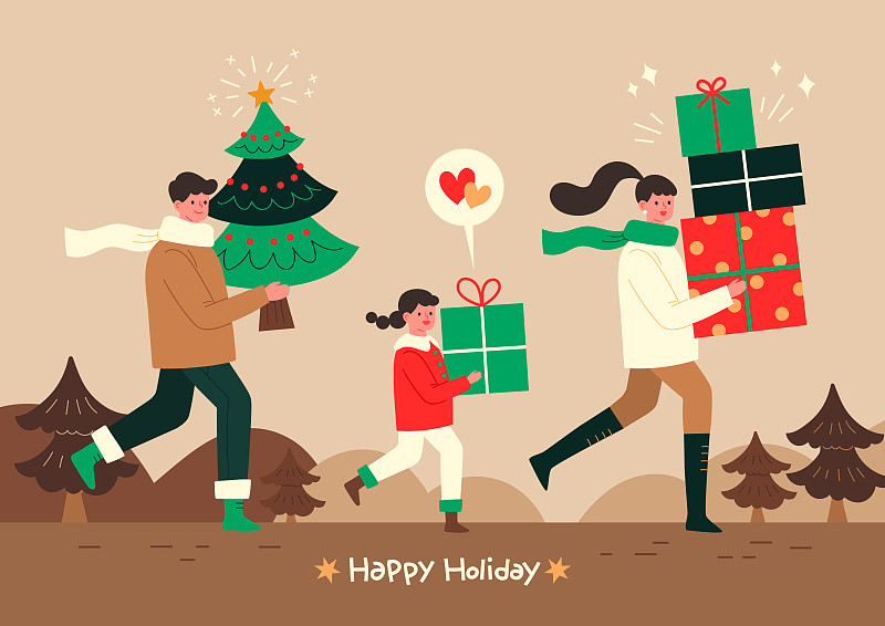 商业活动，派对，圣诞节，圣诞树，礼物，家庭图片下载