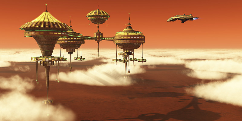 火星殖民地位于火星上层大气中的火星殖民地。图片素材