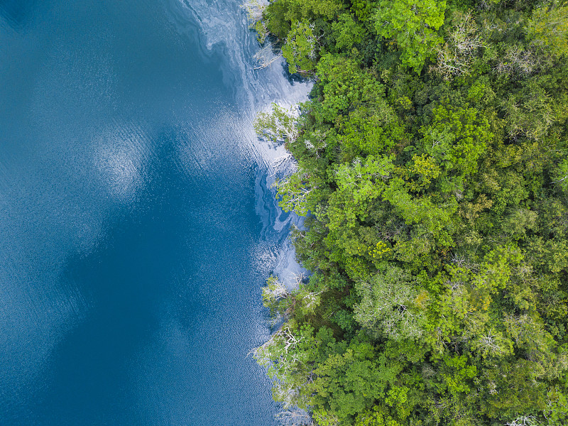 墨西哥，尤卡坦半岛，金塔纳罗奥，巴卡拉泻湖，绿树和湖泊，无人机图片图片素材