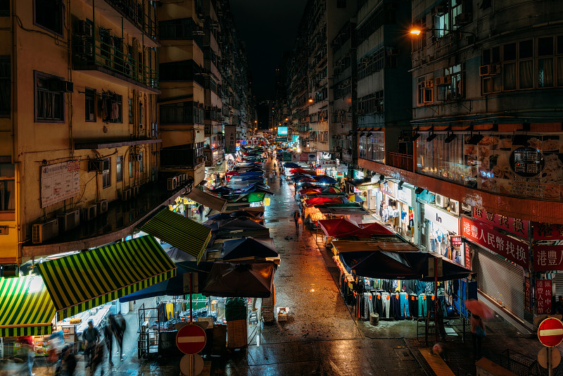 中国香港旺角的花园跳蚤市场图片下载