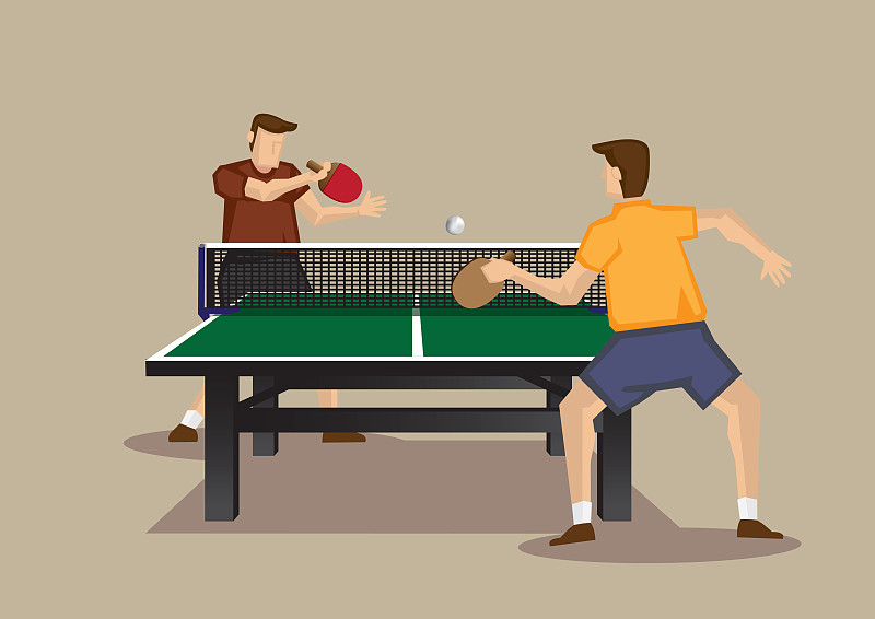 乒乓球游戏在行动矢量卡通插图系列图片下载