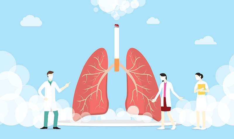 肺吸烟概念与队医烟病媒图片下载