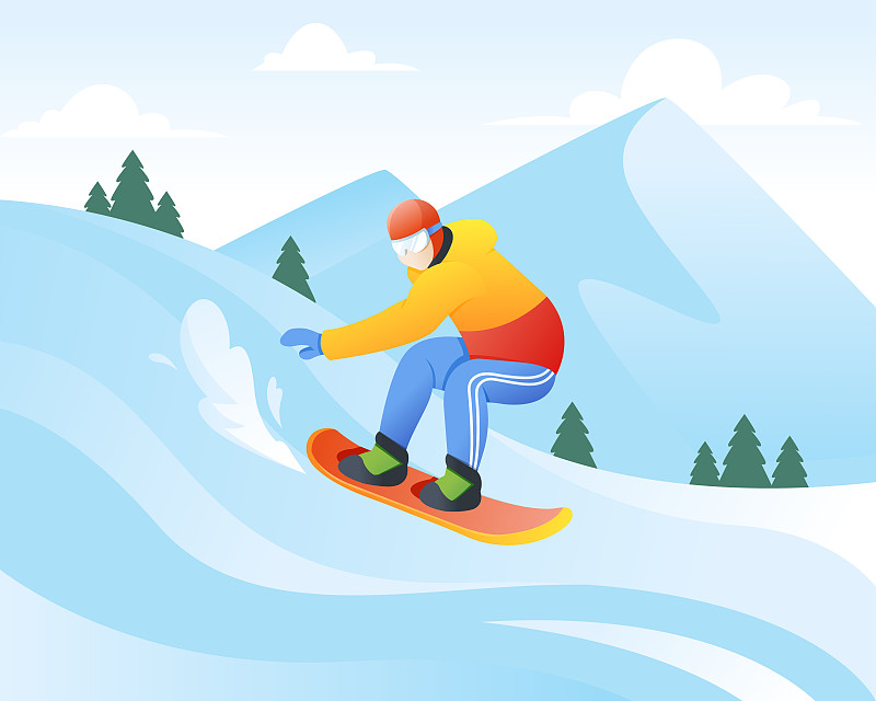 矢量插图的滑雪板图片素材