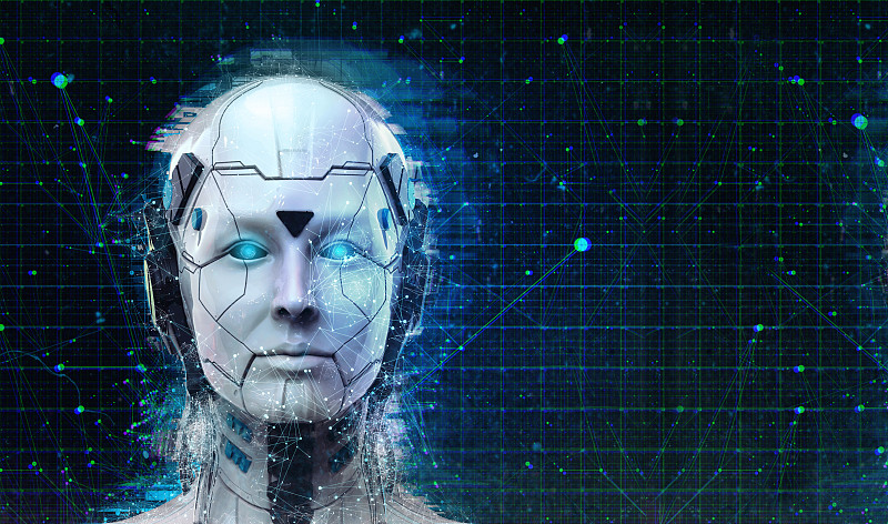 机器人女人，科幻机器人女性人工智能3d渲染图片下载
