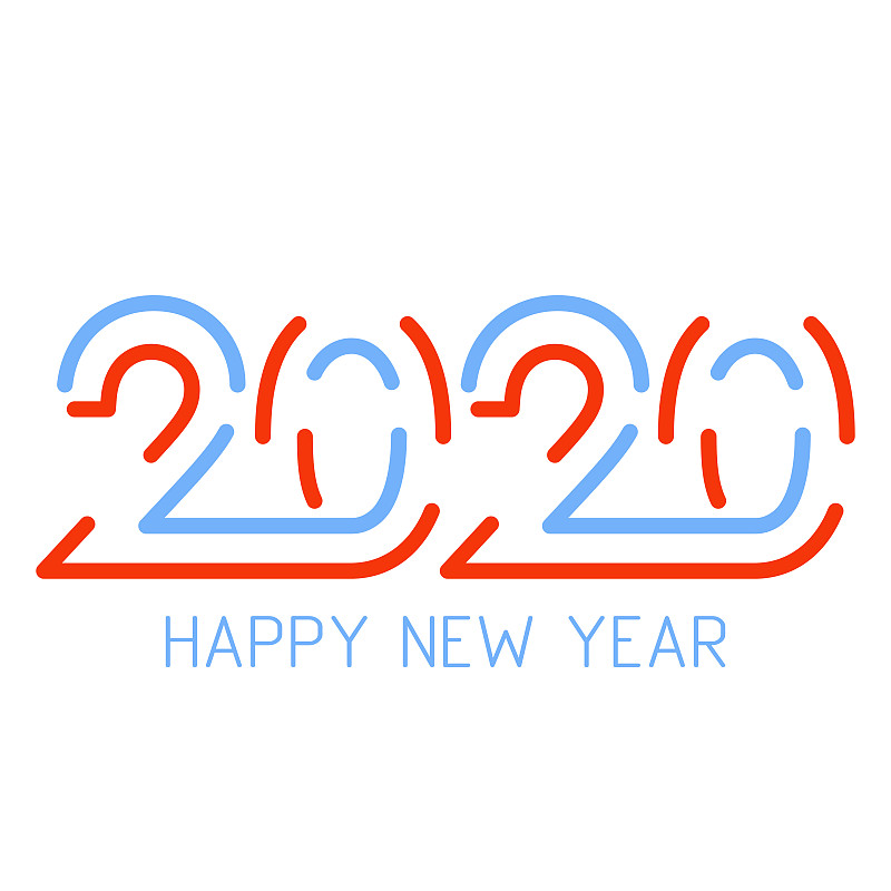 2020年新年快乐。矢量图像。素材