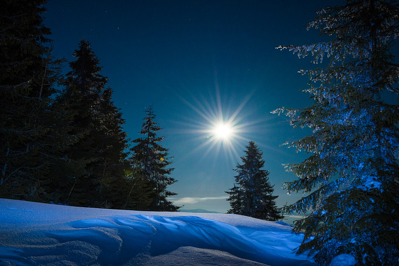 月亮照雪夜的图片图片