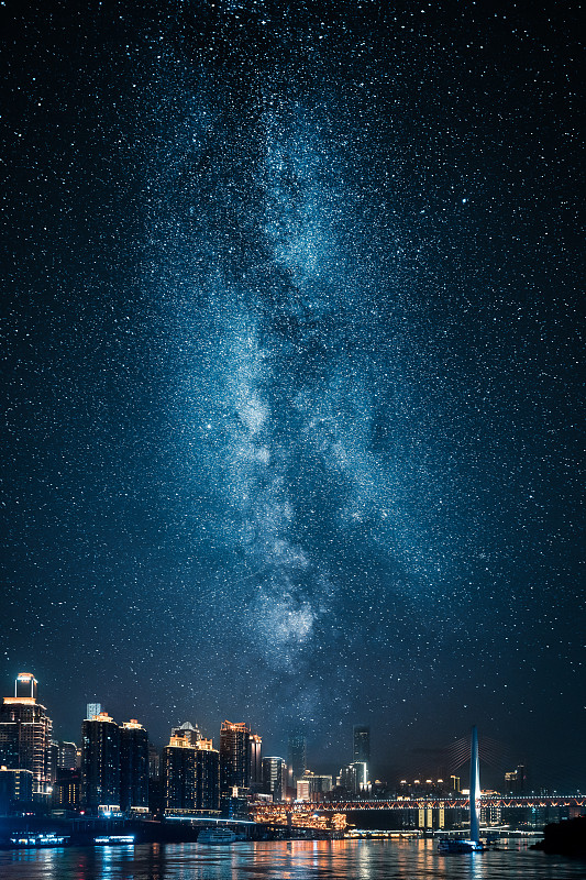 银河夜景城市图片下载