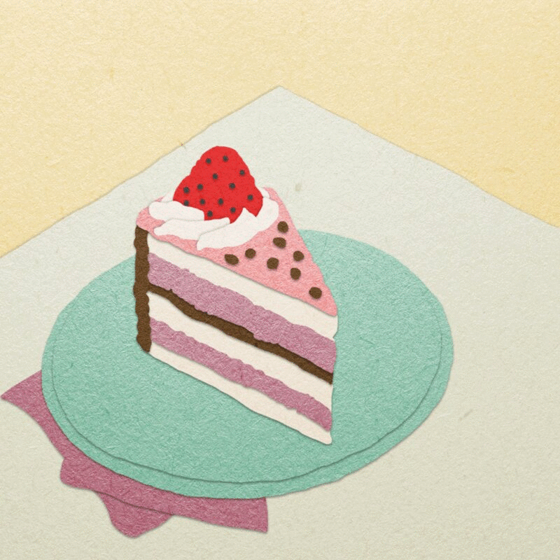 切片蛋糕与叉动画插画下载