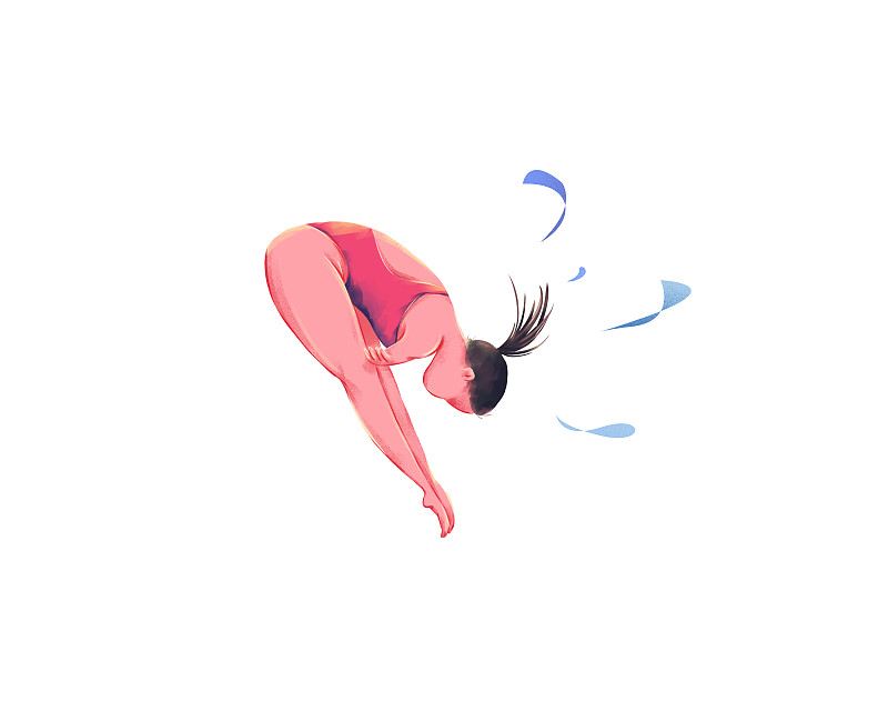 插画运动抽象几何跳水人物元素图片