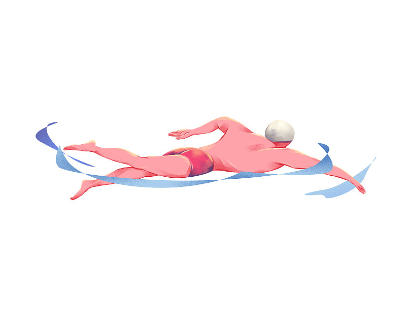 插画运动抽象几何游泳人物元素下载