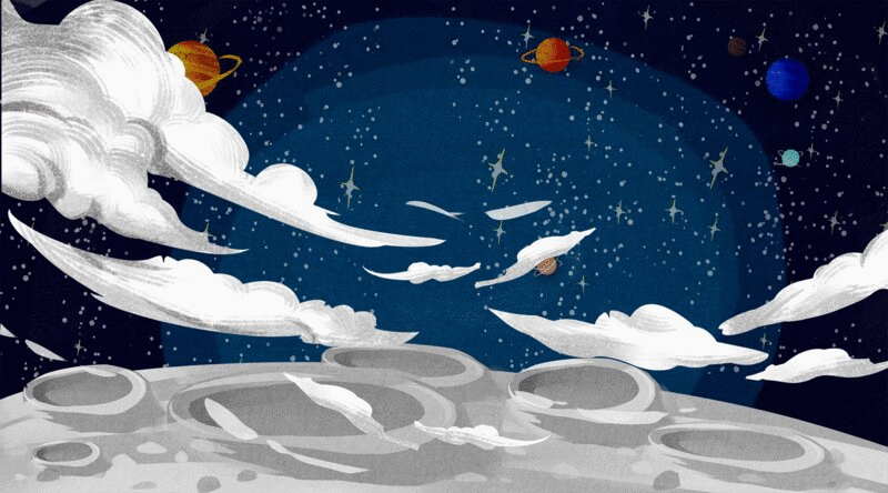 太空星球彗星插画GIF动图图片下载