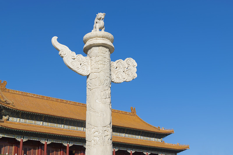 北京华表与天安门城楼图片素材