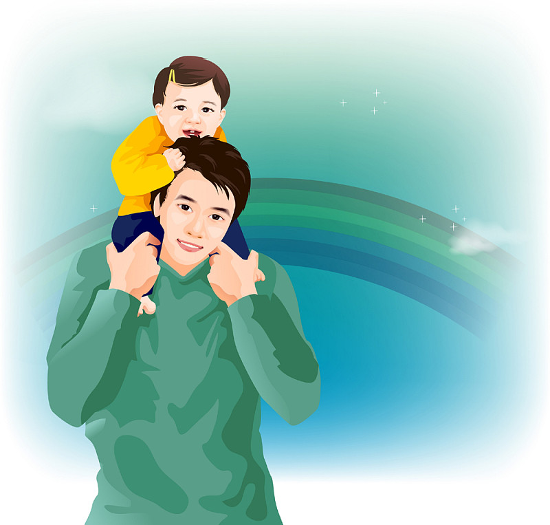 父亲和婴儿插图图片下载