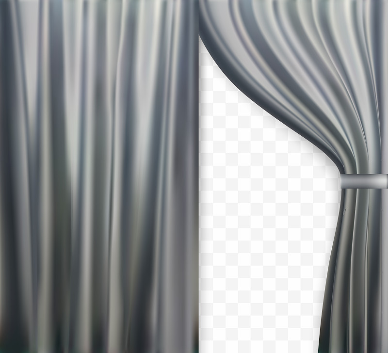 窗帘的自然意象，打开的窗帘灰色的透明背景。矢量插图。EPS10。窗帘的自然意象，打开的窗帘灰色的透明背景。矢量插图。图片素材