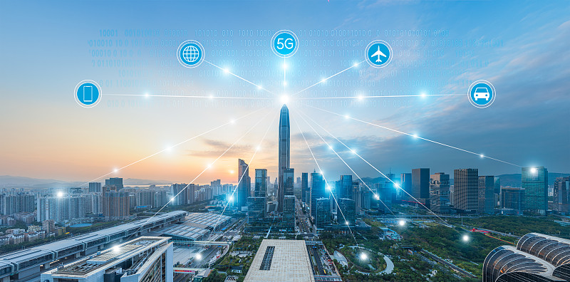 深圳城市风光和5G网络概念图片下载