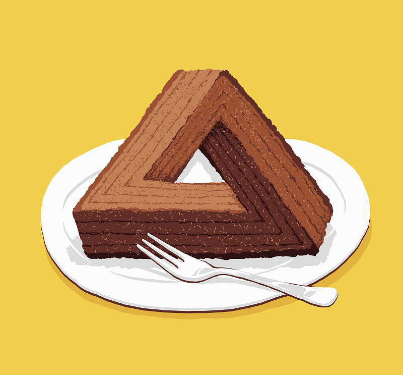 视错觉三角形巧克力蛋糕图片素材
