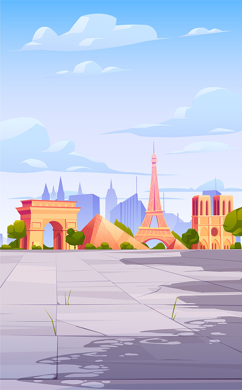 巴黎地标法国城市天际线背景图片下载