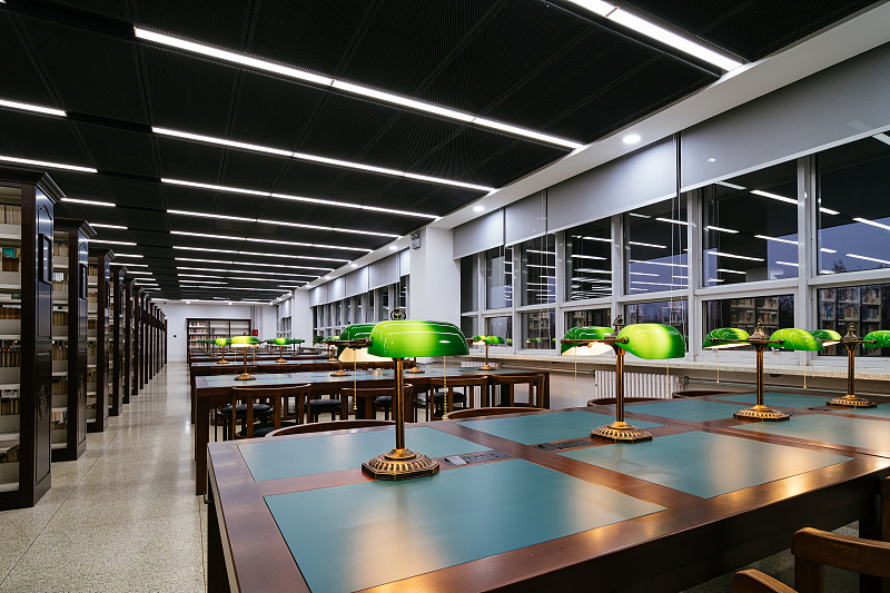 新中式风格装潢的图书馆大厅图片下载