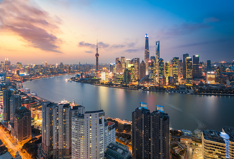 中国上海市城市建筑夜景风光图片下载