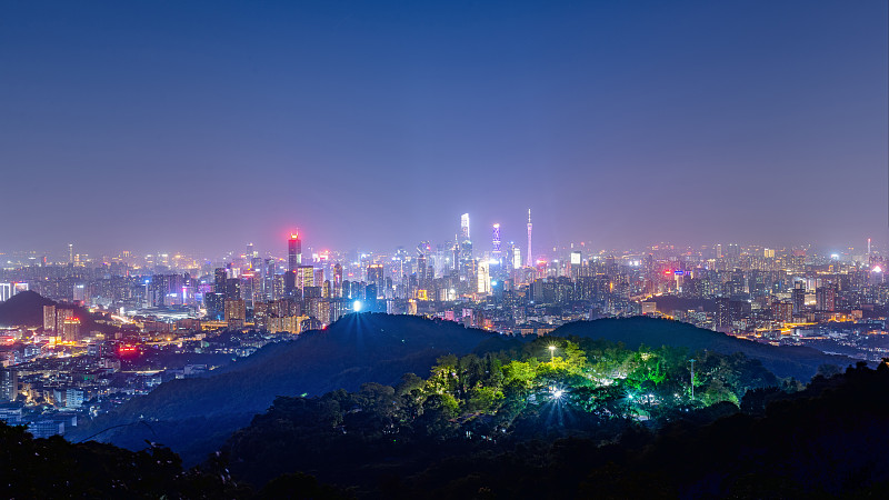 广州城市风光夜景全景图片素材