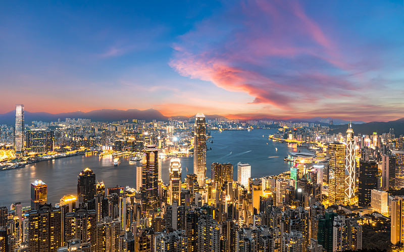 香港维多利亚港城市建筑图片素材