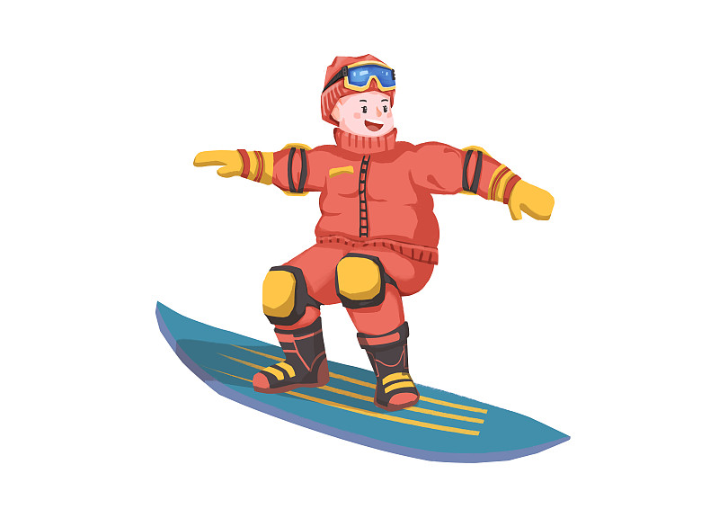 手绘卡通人物儿童男孩滑滑板插画下载