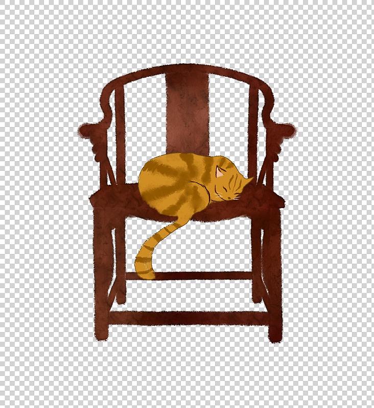 猫睡觉椅子插画素材图片