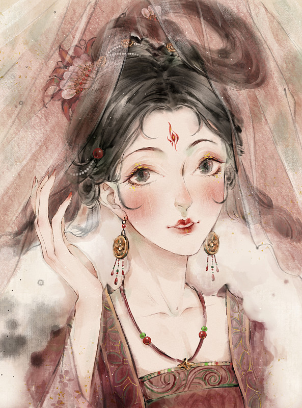 风情美人——中国风古风水墨插画下载