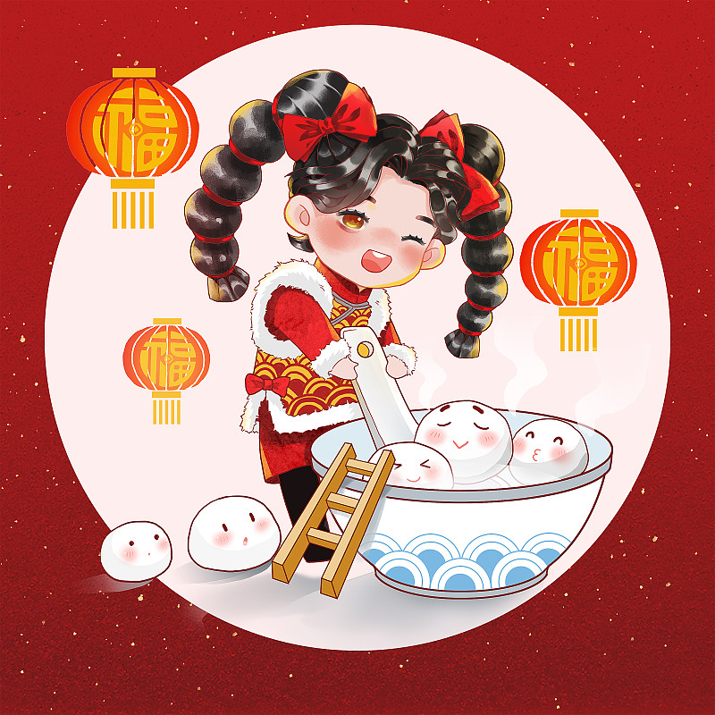 中国娃娃欢欢喜喜庆新年图片素材