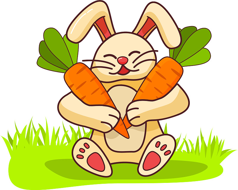 快乐的兔子是抱着胡萝卜的动物兔子图片