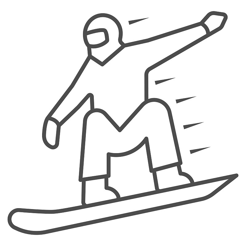 雪滑板简笔画图片