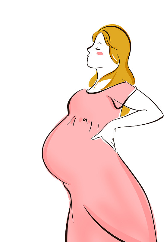 母婴题材简笔漫画孕妇插画psd文件图片