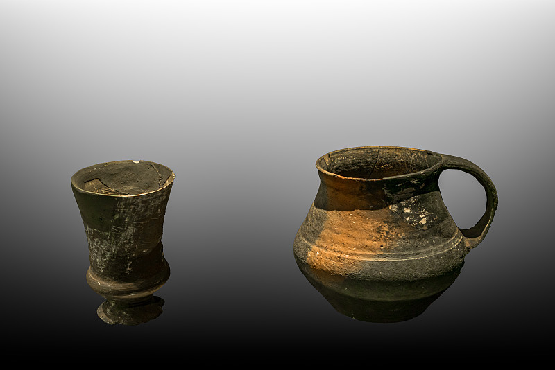 中国古人使用的茶具，灰陶壶、灰陶杯图片下载