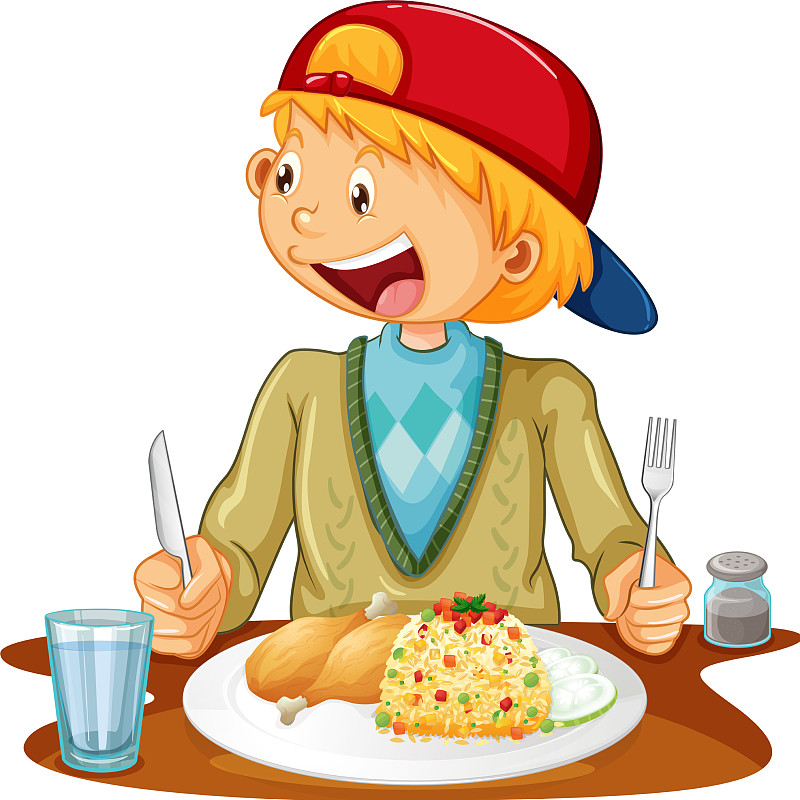 一个小男孩吃饭的头像图片