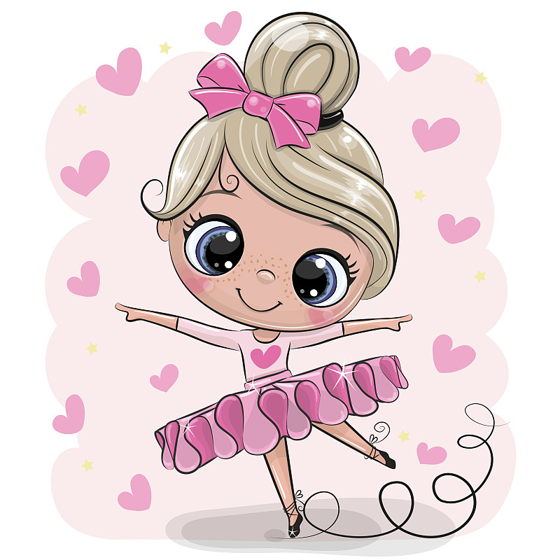 粉色背景上的卡通芭蕾舞女演员图片