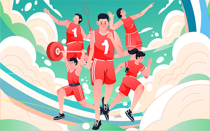 会运动员体育比赛夺冠插画活动海报背景下载