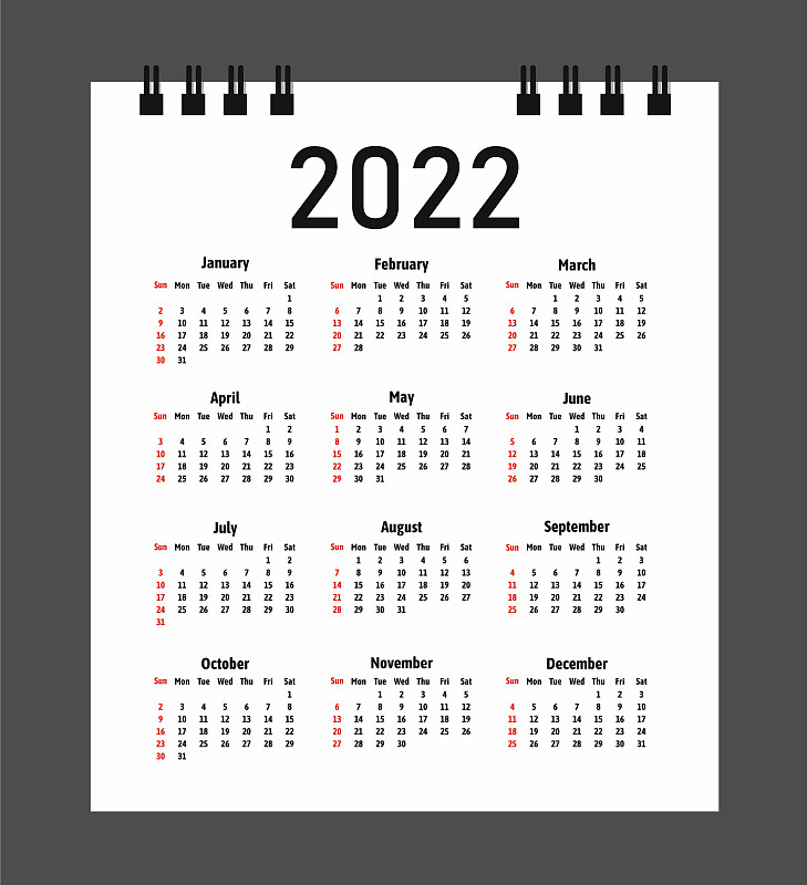 2022年周历排版图片