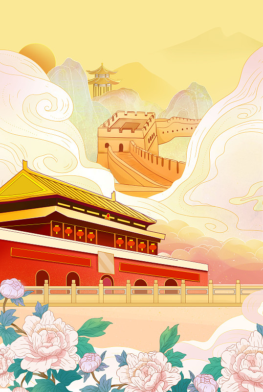 中国风国庆节插画图片