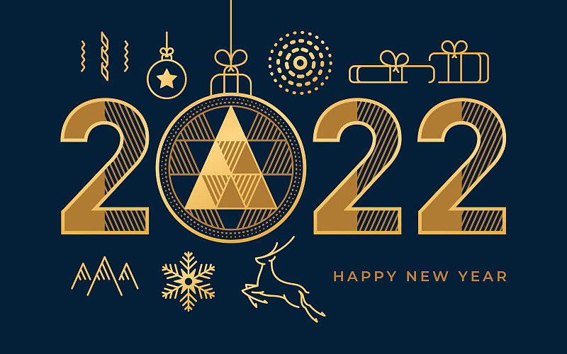 2022年新年快乐贺卡抽象图标图片素材