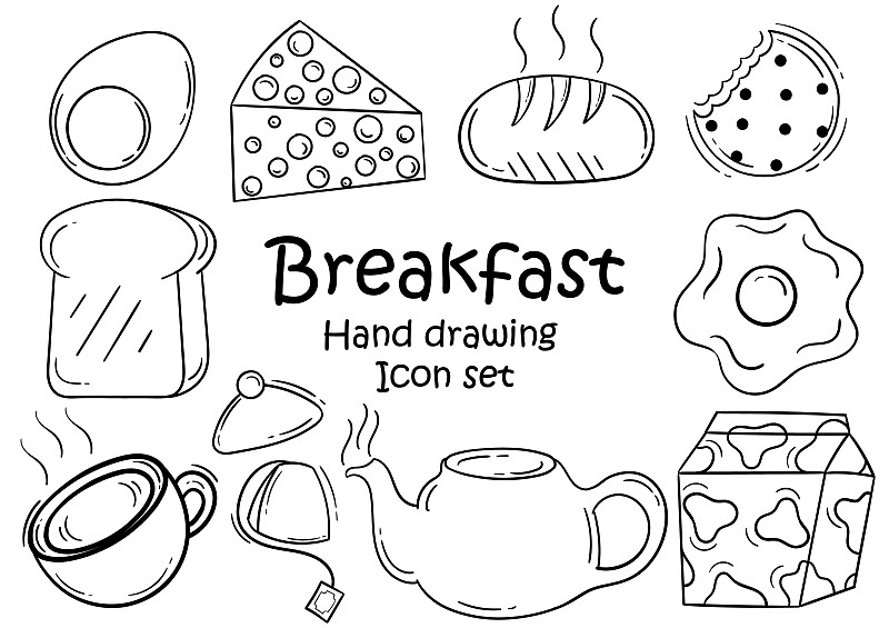 早餐简笔画组合图片