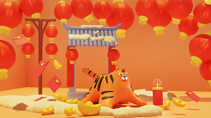 庆祝新年春节的老虎图片素材