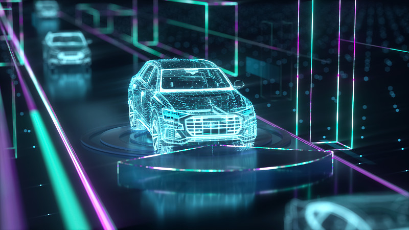 智能驾驶汽车三维创意图图片素材
