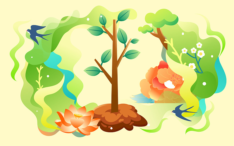 312植树节插画保护自然环境春季环保海报下载