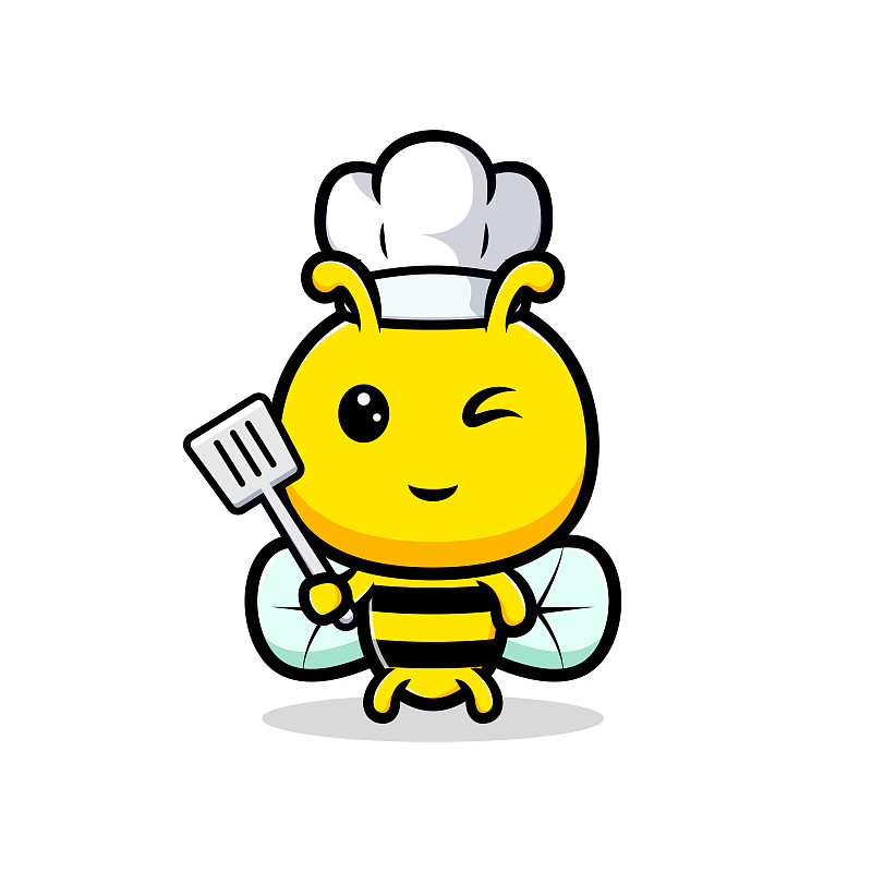 可爱的蜜蜂厨师动物吉祥物设计图片
