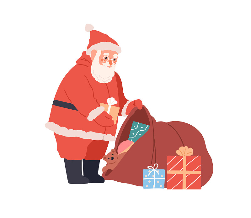 圣诞老人正在准备圣诞礼盒图片下载
