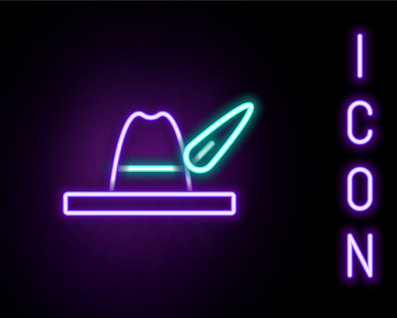 发光的霓虹灯线啤酒节帽子图标孤立插画图片