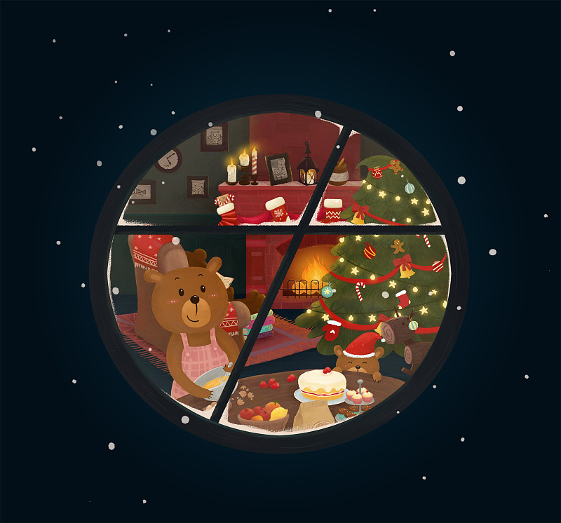 熊一家的圣诞夜图片下载