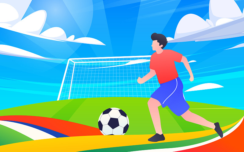 世界杯比赛踢足球狂欢专业体育运动训练插画下载