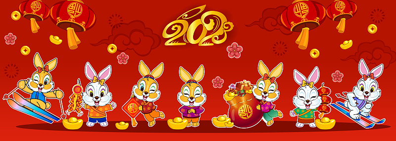 兔年春节海报设计素材图片下载
