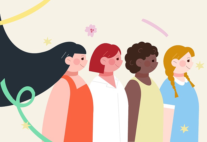 各国女性人物群像国际妇女节日卡片插画下载